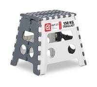 Relaxdays 10x tabourets pliants bas en gris-blanc