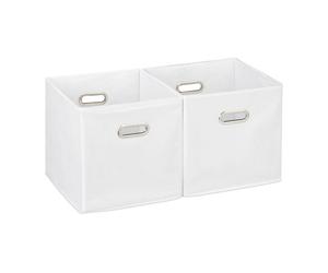 Relaxdays 12 boxes de rangement en tissu blancs