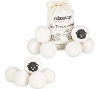 Boules de séchage XXL, lot de 12, balles sèche-linge, en laine de mouton, écologique, set pratique, Ø 7 cm, blanc