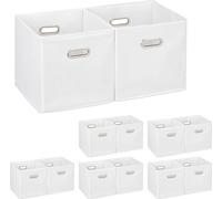 relaxdays 12 x Boîte de rangement en tissu blanc
