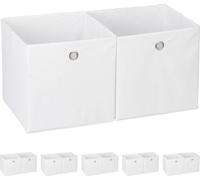 relaxdays 12 x Boîte de rangement en tissu blanc