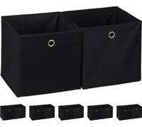relaxdays 12 x Boîte de rangement en tissu noir