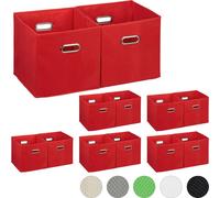 relaxdays 12 x Boîte de rangement en tissu rouge