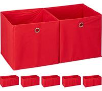 relaxdays 12 x Boîte de rangement en tissu rouge