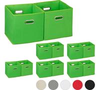 relaxdays 12 x Boîte de rangement en tissu vert
