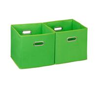 Relaxdays 12 x Boîtes de rangement tissu vert