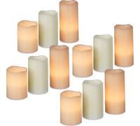 relaxdays 12 x bougies LED en cire véritable