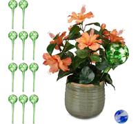 relaxdays 12 x Boule d'arrosage verre vert