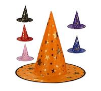 Relaxdays 12 x Chapeaux de Sorcier, étoiles Brillantes, Chapeaux Halloween, Accessoires de Magie, Magicien, colorés, en lot