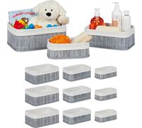 relaxdays 12 x panier de rangement salle de bain gris