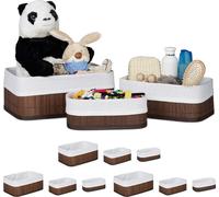 relaxdays 12 x panier de rangement salle de bain marron
