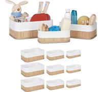 relaxdays 12 x panier de rangement salle de bain nature