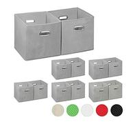 relaxdays 12 x Boîte de rangement en tissu gris