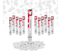 Relaxdays Canons à confettis 12x,Coeur, 6-8 m Hauteur d'effet, Nouvel an, Anniversaire, Mariage, 40 cm, Papier, Blanc