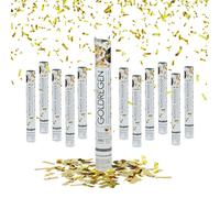 Relaxdays Canons à confettis 12x,6-8 m de Hauteur d'effet, Nouvel an, Anniversaire, Mariage, 40 cm, en Papier, Or