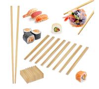 Relaxdays 144 paires de baguettes chinoises en bambou naturel, longueur : 24 cm, réutilisables, natures