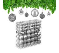 Relaxdays 150x Boules de Noël, Paillettes, Mates, Brillantes, déco Sapin, Plastique, diamètre 3, 4 et 6 cm, argentées