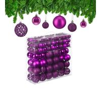 Relaxdays 150x Boules de Noël, Paillettes, Mates, Brillantes, déco Sapin, Plastique, diamètre 3, 4 et 6 cm, Rose Fuchsia