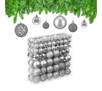 Relaxdays 150x Boules de Noël, Paillettes, Mates, Brillantes, déco Sapin, Plastique, diamètre 3, 4 et 6 cm, argentées