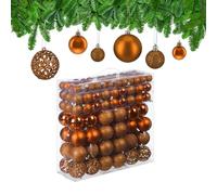 Relaxdays 150x Boules de Noël, Paillettes, Mates, Brillantes, déco Sapin, Plastique, diamètre 3, 4 et 6 cm, Orange