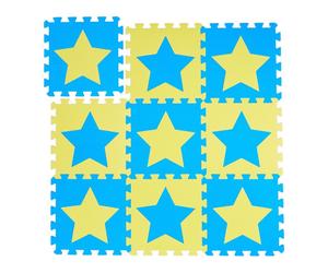 Relaxdays 18x pièces de tapis de jeu bleu-jaune