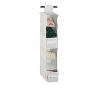 Relaxdays 1x étagère à Suspendre en Tissu, 6 Compartiments, 2 tiroirs, pour Dressing, HLP: env. 82 x 14,5 x 30 cm, Blanc