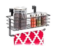 Relaxdays 1x Panier Suspendu avec Porte Rouleau de Cuisine, Rangement, Cuisine et Bain, métal, HxLxP : 18 x 31 x 17 cm, Noir