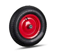 Relaxdays 1x Roue de brouette, Caoutchouc, Charge maximale 120 kg, Rechange, essieu 4.80 4.00-8, 3 adaptateurs, Noir-Rouge