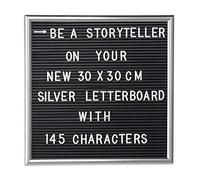 Relaxdays 1x Tableau à Lettres, 145 Signes, Chiffres, caractères spéciaux, 30 x 30 cm, Panneau à rainures, Plastique, argenté