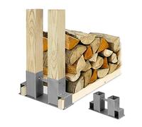 relaxdays Aide à l'empilage du bois argenté, set de 2 pièces