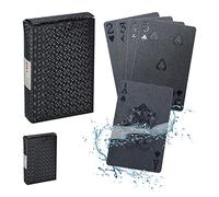 Relaxdays 2 Jeux de 54 Cartes chacun, résistants à l’Eau, plastifiés, avec Joker, pour Poker, Noir