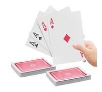 Relaxdays Cartes Jumbo, 2 Jeux de 54, Plastique résistant à l’Eau, 18x13 cm, Grand Format, Multicolore