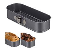 Relaxdays 2 moules à charnière rectangulaires, antiadhésifs, fond plat, 31 x 12 cm, anthracite
