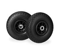 Relaxdays 2 roues de camion à main, pneus en caoutchouc résistant aux perforations, 3,00 à 4 pouces, essieu de 20 mm, jusqu'à 80 kg, 260 x 85 mm, noires