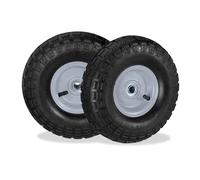 relaxdays 2 Roues pour Diable 4.1/3.5-4, avec air, axe de 136 mm, Jusqu’à 136 kg, Jantes Acier 260x85 mm, Noir-Gris