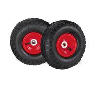 Relaxdays 2 roues pour diable 4.1/3.5-4, de rechange avec air, axe de 16 mm, jusqu’à 136 kg, 260 x 85 mm, noir-rouge