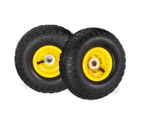 Relaxdays 2 roues pour diable 4.1/3.5-4, de rechange avec air, axe de 16 mm, jusqu’à 136 kg, 260 x 85 mm noir-jaune