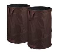 Relaxdays 2 Sacs de Jardin autoportants, 120 l, système Pop-up, 3 poignées chacun, résistants aux UV, étanches, Marron