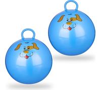 relaxdays 2 x balle rebondissante enfants bleu