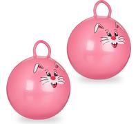 relaxdays 2 x balle rebondissante enfants rose