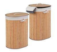 relaxdays 2 x Bambou panier à linge ovale naturel
