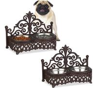 relaxdays 2 x Barre de nourriture pour chiens style antique