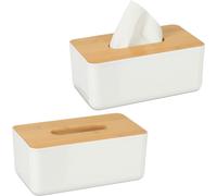 relaxdays 2 x boîte à lingettes avec couvercle en bambou