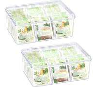 relaxdays 2 x boîte à thé transparente avec 6 compartiments