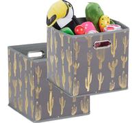 relaxdays 2 x boîte pliante carrée avec motif cactus