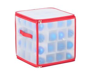 Relaxdays 2 x boîtes de Rangement pour Boules de Noël, 64 Compartiments, H x L x P : 31 x 30 x 30 cm, Transparent/Rouge