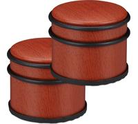 relaxdays 2 x Butoir de porte imitation bois rouge-brun