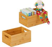 relaxdays 2 x Caisse de rangement en bambou petite