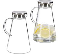 relaxdays 2 x Carafe en verre avec couvercle 1,8 litre