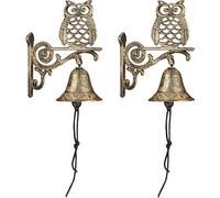 relaxdays 2 x Cloche de porte en fonte avec hibou or